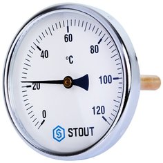 Stout Термометр бимет. с погружной гильзой. Корпус Dn 100 мм, гильза 100 мм 1/2", 0...120°С