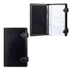 Визитница трёхрядная FABULA "Kansas" на 120 визитных карт, натуральная кожа, отстрочка, 2 кнопки, черная, V.21.TX 236045