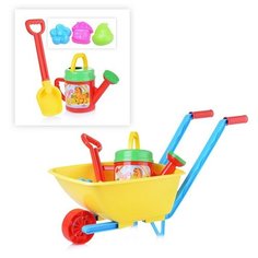 Песочный набор № 130 (тачка детская, лопата сред., лейка 1 л, 3 формы) Стеллар