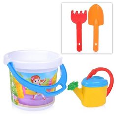 Песочный набор № 133 (ведро 1,4 л термо, лопатка 19см, грабли 19см, лейка 0,5 л) Стеллар