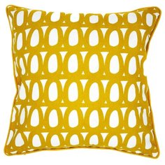 Чехол для подушки с принтом Twirl горчичного цвета и декоративной окантовкой Cuts&Pieces, 45х45 см Tkano
