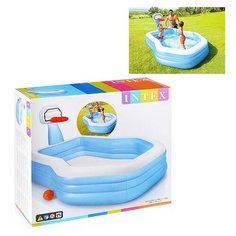 Бассейн надувной фигурн., баскетбол с мячиком (257*188*130см.) Intex