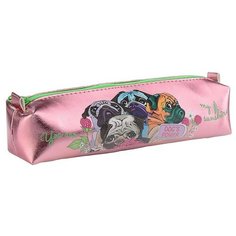 Пенал объёмный "Мопсы в малине" 2 одно отделение голографический кожзам, на молнии Centrum