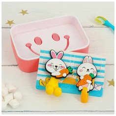 Sima Land Набор «Зайчики», держатель для зубной щётки, крючок, мыльница., 13 х 9,5 см Сима ленд