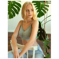 Hunny Mammy Бюстгальтер бесшовный для кормящих женщин, размер (85,90-В,С (L)), цвет серый меланж