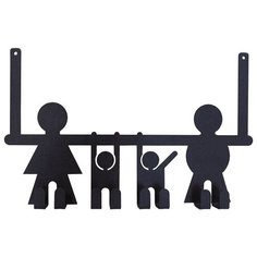 Вешалка "Семья" (8 крючков) черная Металлист