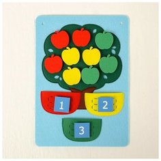 Фетров Развивающий планшет «Дерево с корзинами» 3 цифры