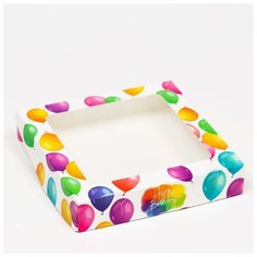 Коробка складная с окном "Happy Birthday", 20 х 20 х 4 см, 1 шт 7343500 Сима ленд