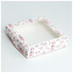 Коробка складная с окном "Макаруны", 20 х 20 х 4 см, 1 шт 7343502 Сима ленд