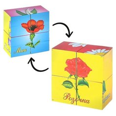 Кубики (4 куб) "Цветочки" Гелий