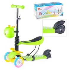 Самокат зелёный, не складной, светящиеся колёса PU, в коробке Oubaoloon