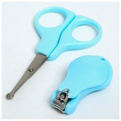 Крошка Я Детский маникюрный набор, 2 предмета: ножницы, кусачки-книпсер, от 0 мес., цвет голубой