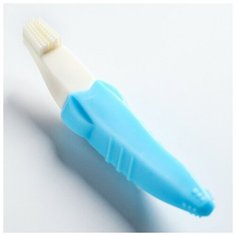 Крошка Я Детская зубная щетка, прорезыватель - массажер «Бананчик», силиконовая, цвет голубой