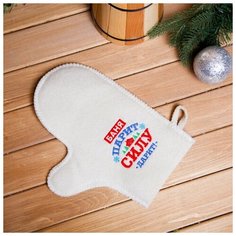 Банная забава Рукавица для бани с вышивкой "Баня парит, силу дарит, с домиком"