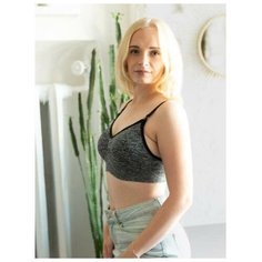 Hunny Mammy Бюстгальтер бесшовный для кормящих женщин, размер (75,80B,C (S)), цвет черный меланж