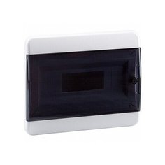 Распределительный шкаф OptiBox P 12 мод., IP41, встраиваемый, пластик, прозрачная черная дверь | код. 117945 | КЭАЗ