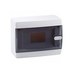 Распределительный шкаф OptiBox P, 8 мод., IP41, навесной, пластик, прозрачная черная дверь | код. 145775 | КЭАЗ