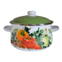 Кастрюля эмал.конич.5,5л белосн. Европейская кухня 1с47я СтальЭмаль