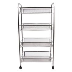 Этажерка (тележка) BRABIX офисно-бытовая 4 яруса, на колесах, металл, серебристая, 43,5х26х83,5 см, 603754