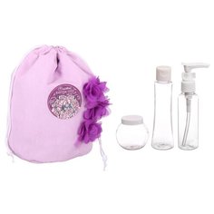 Набор "Самой прекрасной": косметичка-мешок и 3 ёмкости для косметики Чистое счастье