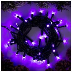 Гирлянда "Нить" 5 м , IP20, тёмная нить, 50 LED, свечение фиолетовое, 8 режимов, 220 В Luazon Lighting