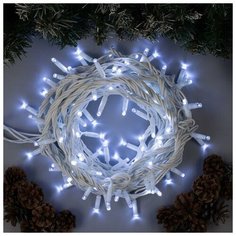 Гирлянда "Нить" 10 м , IP65, УМС, белая нить каучук, 100 LED, свечение белое, 220 В Luazon Lighting