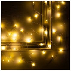 Гирлянда "Мишура" 5 м роса, IP20, серебристая нить, 100 LED, свечение тёплое белое, фиксинг, 12 В Luazon Lighting