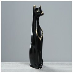 Копилка "Кот", глазурь, чёрная, узор, 48 см Керамика ручной работы