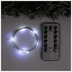 Гирлянда "Нить" 2 м роса, IP20, серебристая нить, 20 LED, свечение белое, 8 режимов, USB Luazon Lighting