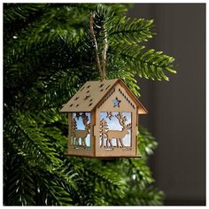 Подвеска световая "Домик и олененок", 7.5х6.5х6, LR41*3, RGB Luazon Lighting