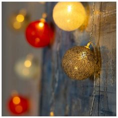 Гирлянда "Нить" 5 м с насадками "Клубки красно-голубые", IP20, прозрачная нить, 20 LED, свечение тёплое белое, фиксинг, 220 В Luazon Lighting