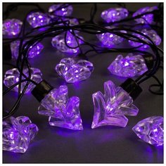 Гирлянда "Нить" улично-комнатная с насадками "Ель большая", 5м, LED(IP44)-40-220V, 8 режимов, нить тёмная, свечение фиолетовое Luazon Lighting