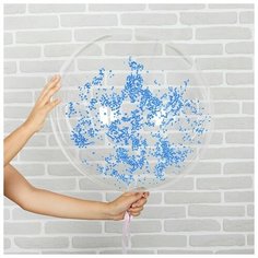 Шар воздушный 18" «Праздник», прозрачный + голубой наполнитель, лента, гирлянда, насос Страна Карнавалия