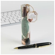 Ручка в тубусе «Золотому учителю, С Уважением!», пластик, синяя паста Art Fox