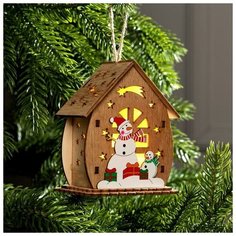 Подвеска световая "Домик и снеговик", 11х6х9, LR1130*3, Т/белый Luazon Lighting