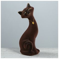 Копилка "Кот Маркиз", покрытие флок, коричневая, 30 см Керамика ручной работы