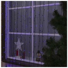 Гирлянда "Занавес" 2 х 6 м , IP44, УМС, тёмная нить, 1440 LED, свечение фиолетовое, фиксинг, 220 В Luazon Lighting