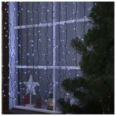 Гирлянда "Занавес" 2 х 1.5 м , IP44, УМС, тёмная нить, 360 LED, свечение белое, 220 В Luazon Lighting