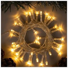 Гирлянда "Нить" 2 м , IP20, прозрачная нить, 20 LED, свечение тёплое белое, 2 режима, 3 х AA Luazon Lighting