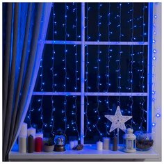 Гирлянда "Занавес" 2 х 1.5 м , IP20, прозрачная нить, 360 LED, свечение синее, 8 режимов, 220 В Luazon Lighting