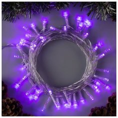 Гирлянда "Нить" 5 м , IP20, прозрачная нить, 50 LED, свечение фиолетовое, 8 режимов, 220 В Luazon Lighting