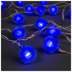 Гирлянда "Нить" 5 м с насадками "Ёжики синие", IP20, прозрачная нить, 30 LED, свечение синее, 8 режимов, 220 В Luazon Lighting