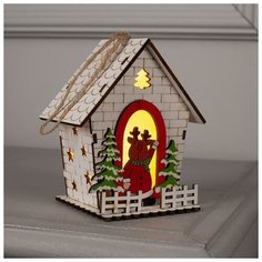 Подвеска световая "Олененок у домика", 12 см, LR44 (в компл), 1 LED, Т/белый Luazon Lighting