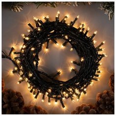 Гирлянда "Нить" 7 м , IP20, тёмная нить, 180 ламп, свечение тёплое белое, 8 режимов, 220 В Luazon Lighting