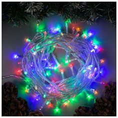 Гирлянда "Нить" 10 м , IP20, прозрачная нить, 100 LED, свечение мульти, 8 режимов, 220 В Luazon Lighting