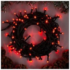 Гирлянда "Нить" 10 м , IP20, тёмная нить, 100 LED, свечение красное, 8 режимов, 220 В Luazon Lighting