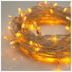 Гирлянда "Нить" 10 м , IP20, прозрачная нить, 100 LED, свечение жёлтое, 8 режимов, 220 В Luazon Lighting