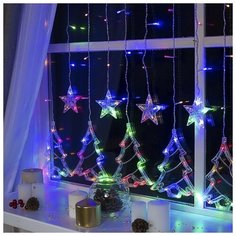 Гирлянда "Бахрома" 2.4 х 0.9 м с насадками "Ёлки", IP20, прозрачная нить, 138 LED, свечение мульти, 8 режимов, 220 В Luazon Lighting