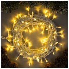 Гирлянда "Нить" 10 м , IP44, УМС, белая нить, 100 LED, свечение тёплое белое, 8 режимов, 24 В Luazon Lighting