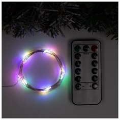 Гирлянда "Нить" 2 м роса, IP20, серебристая нить, 20 LED, свечение мульти, 8 режимов, USB Luazon Lighting